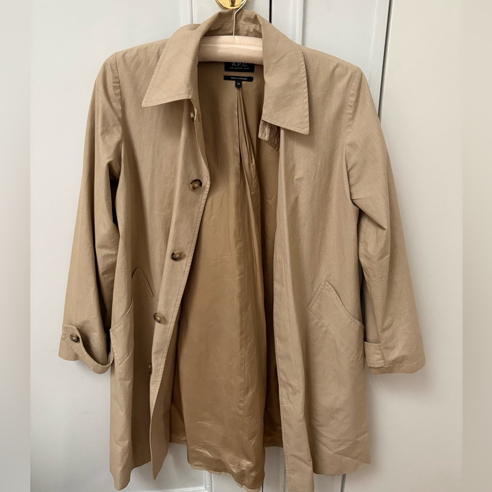 A.P.C. Tan Lightweight classic Trench Coat FR 34 XS 0/2